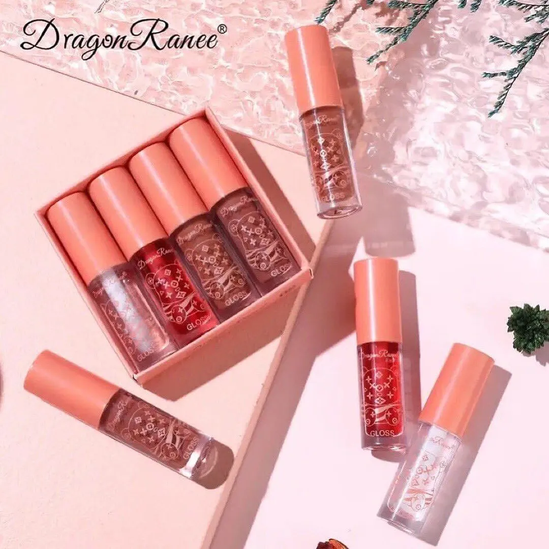 4pcs Bear Lipgloss Beauty Mirror Crystal Jelly Moisturizing Lipgloss