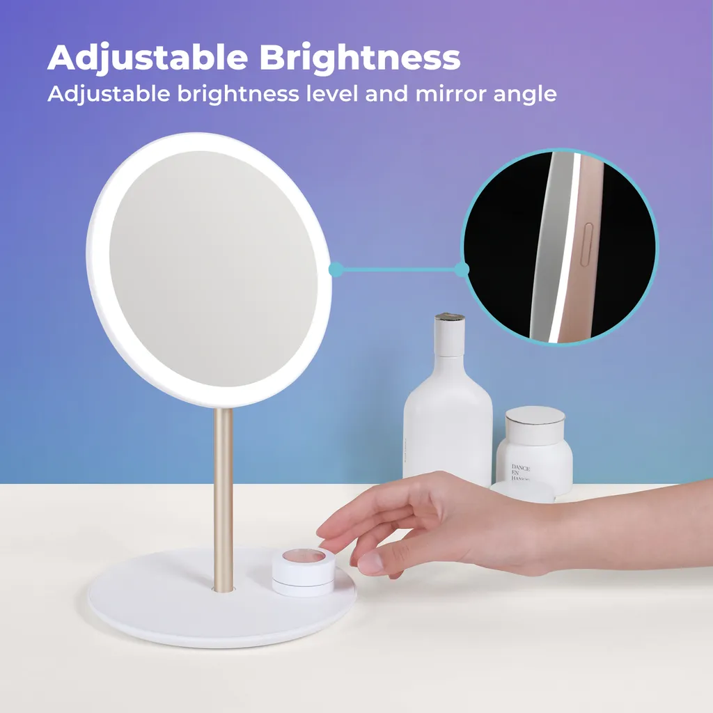 Adjustable LED Light Travel Makeup Mirror with Stand - MUID