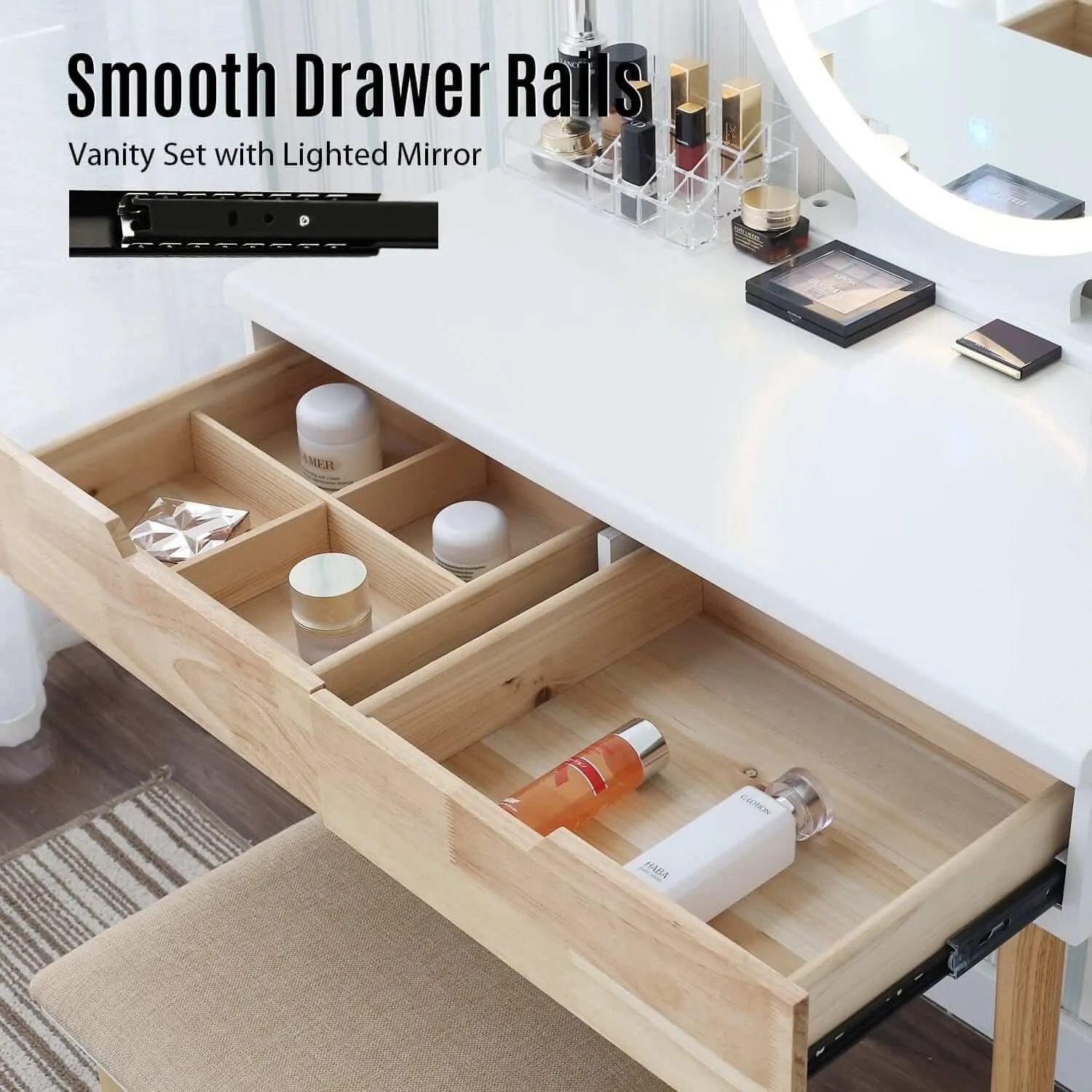 Adjustable LED Touch Screen Vanity Table HW1083