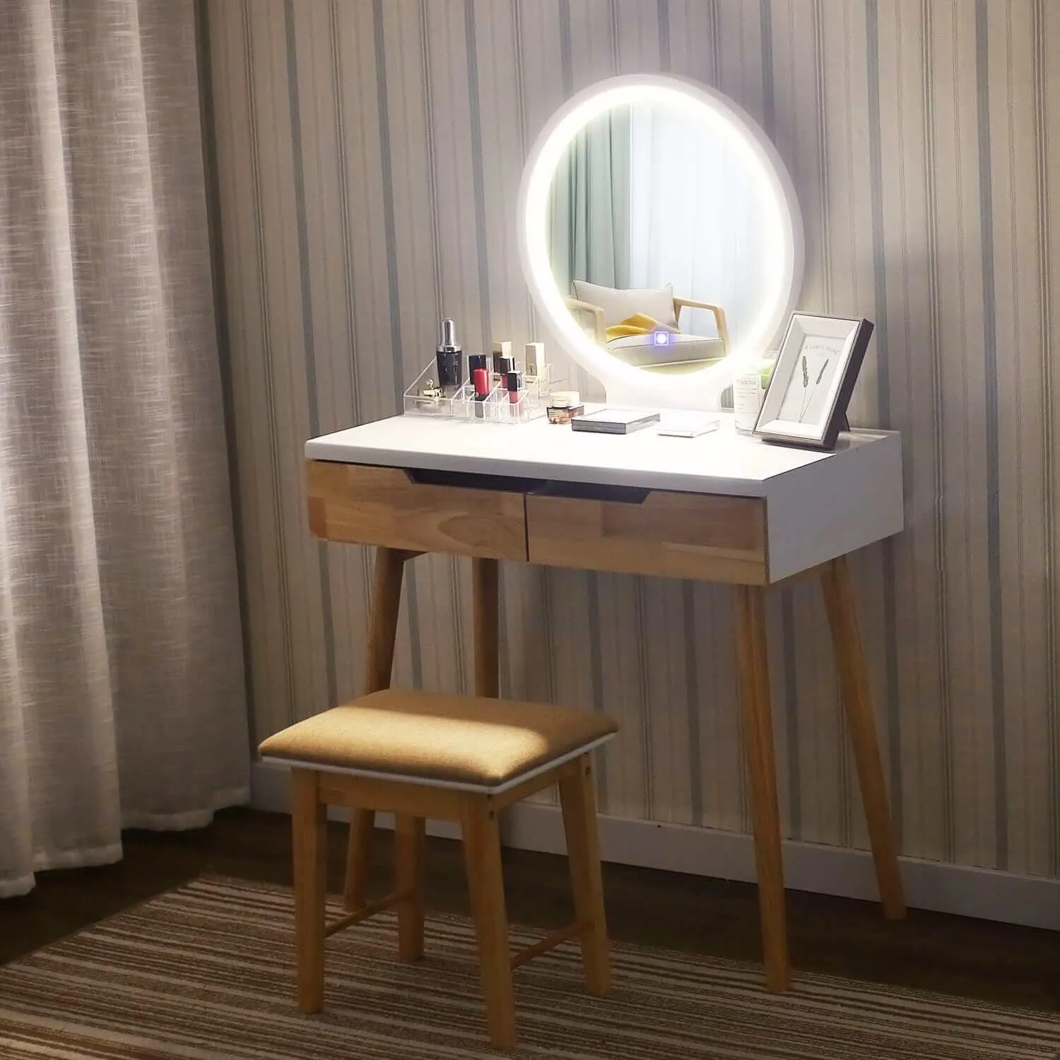 Adjustable LED Touch Screen Vanity Table HW1083