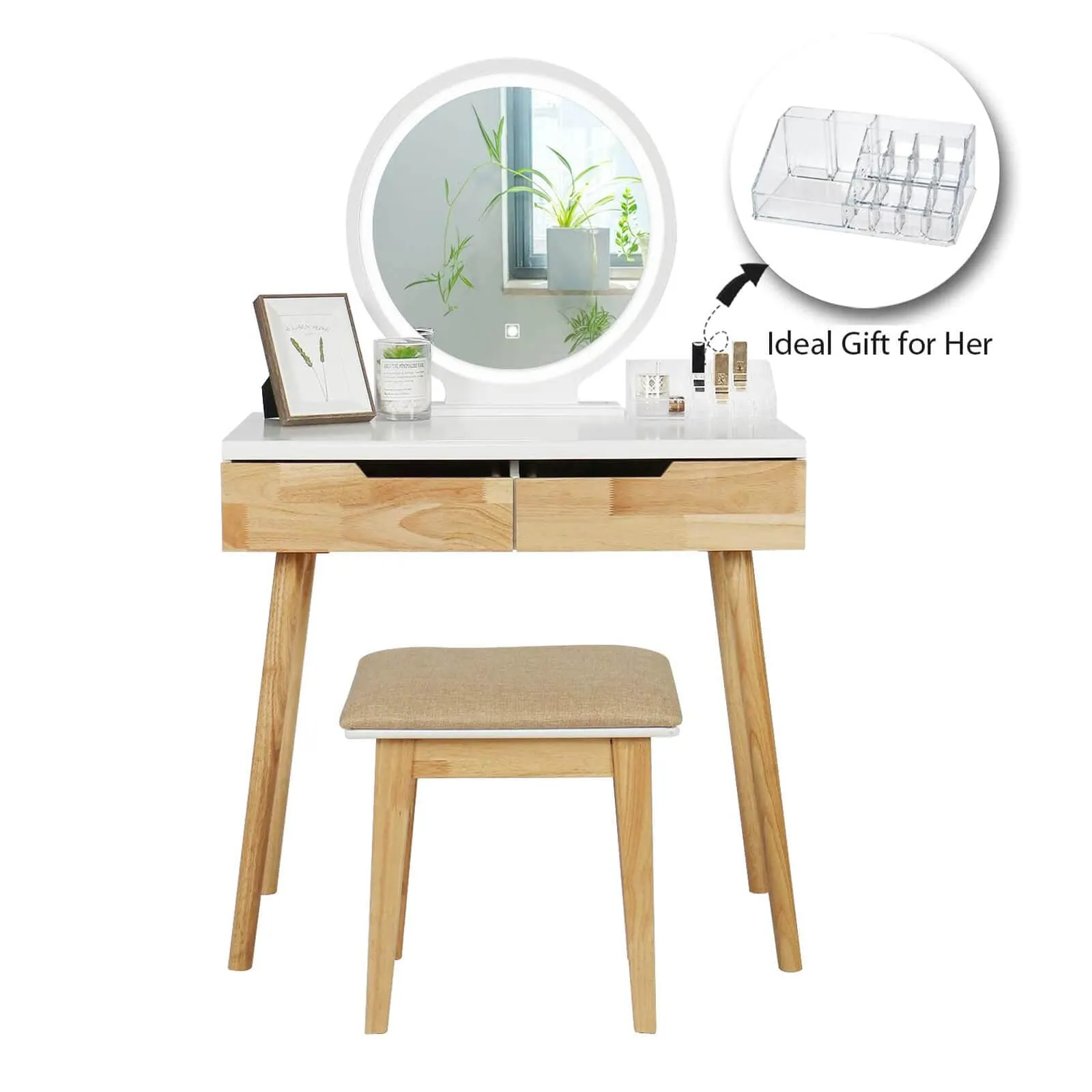 Adjustable LED Touch Screen Vanity Table HW1083