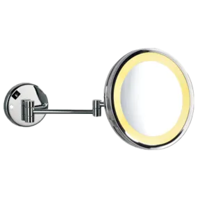 Afina 10" Polished Chrome 5X Magnification Round Lighted Wall Mount Makeup Mirror