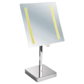 Afina 8" x 8" Polished Chrome 5X Magnification Battery Operated Lighted Table Makeup Mirror