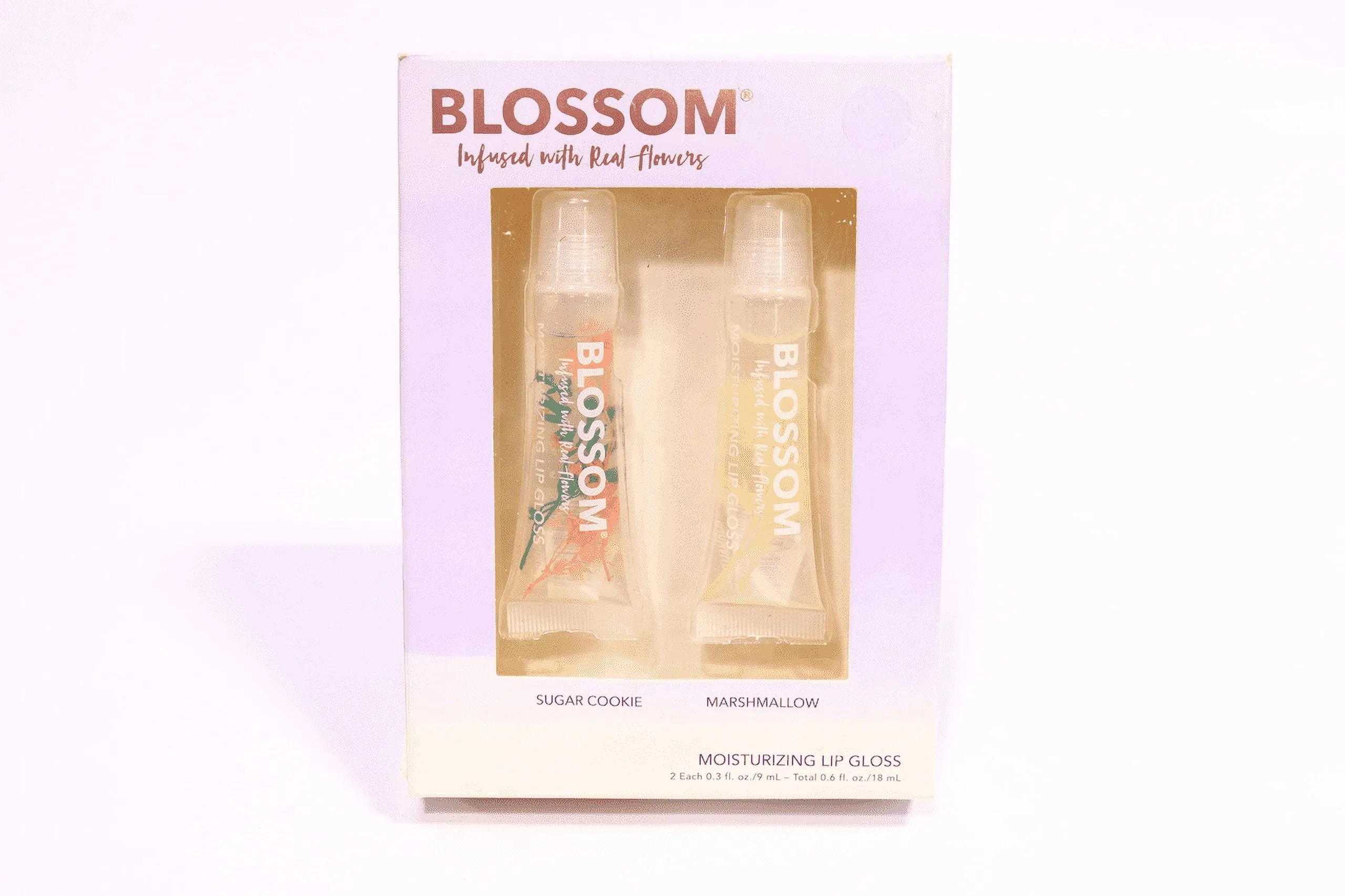 Blossom Infused with real flowers 2 Piece Set - Moisturizing Lip Gloss  Sugar Cookie & Marshmallow