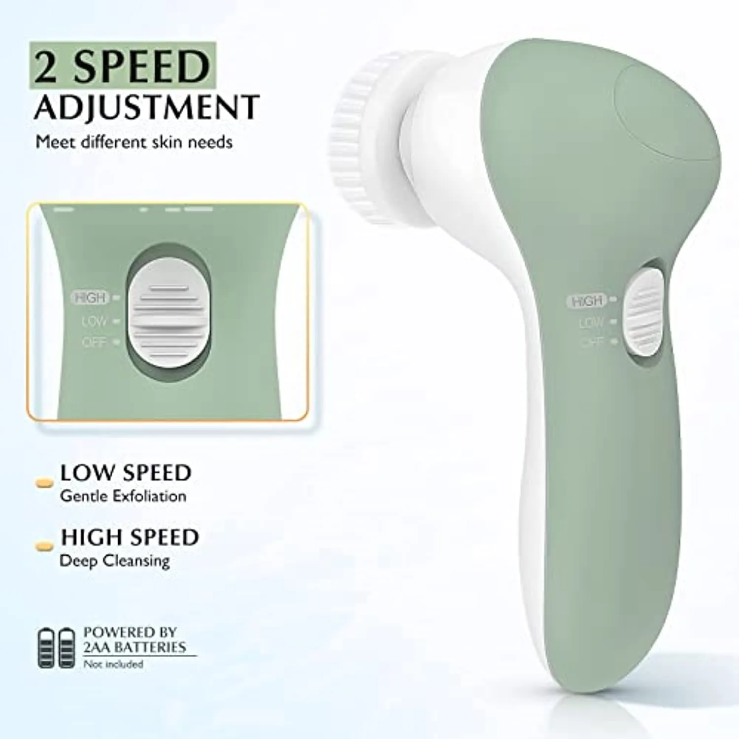 Facial Cleansing Brush Face Scrubber: Electric Exfoliating Spin Cleanser Device Waterproof Deep Cleaning Exfoliation Rotating Spa Machine - Electronic Acne Skin Washer Spinning System Set