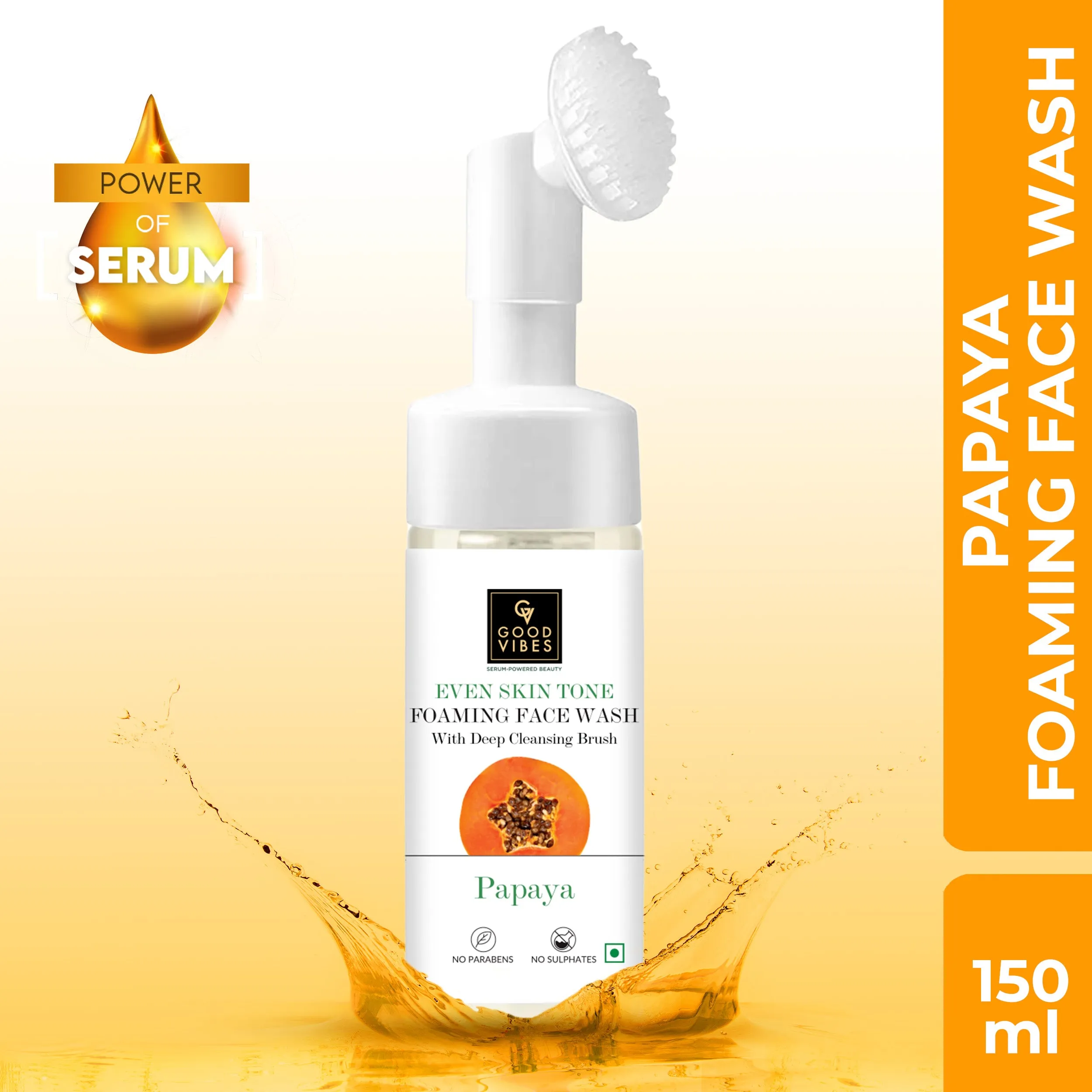 Good Vibes Even Skin Tone Papaya Foaming Face Wash |Brightening, Even Tone (150ml)