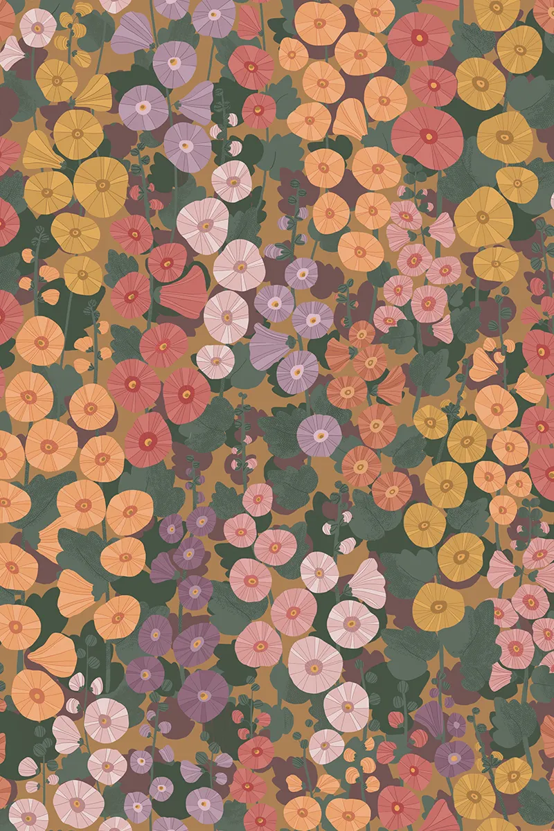 Hollyhocks wallpaper - Fall