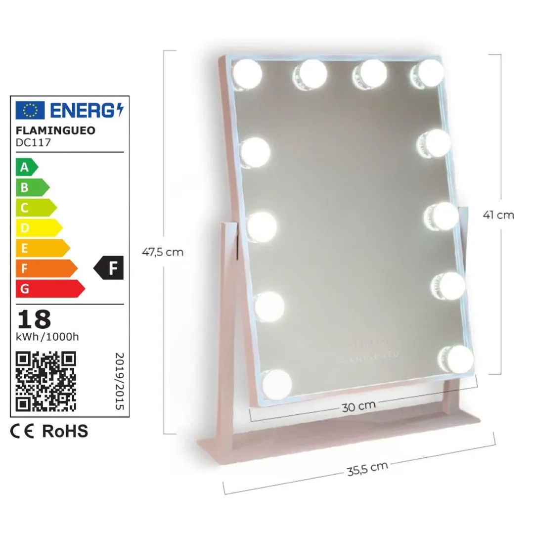 Khloe Mirror with 12 Hollywood LED lights