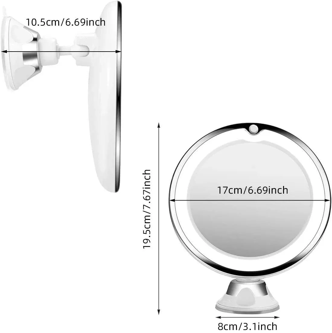 LED Makeup Mirror with Touch Screen - Portable and Battery Operated