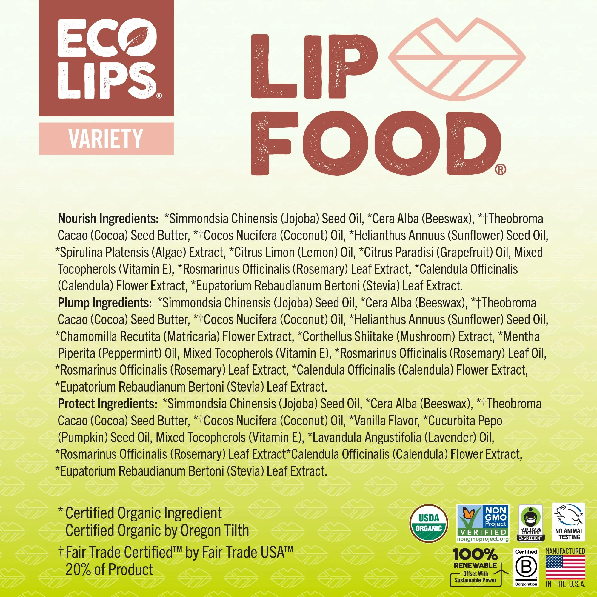 LIP FOOD® Organic Lip Balm, 3 Pack Variety