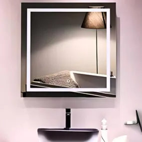 Modern Square LED Touch SensorModern LED Vanity Mirror with Touch Sensor for Bathrooms Mirror for Bathroom and Vanity (30X30)