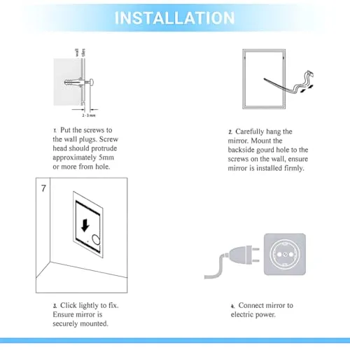 Modern Square LED Touch SensorModern LED Vanity Mirror with Touch Sensor for Bathrooms Mirror for Bathroom and Vanity (30X30)