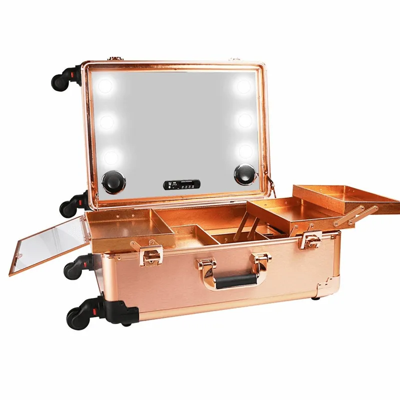 Professional Makeup Case with Mirror, Lights and Bluetooth 5422B