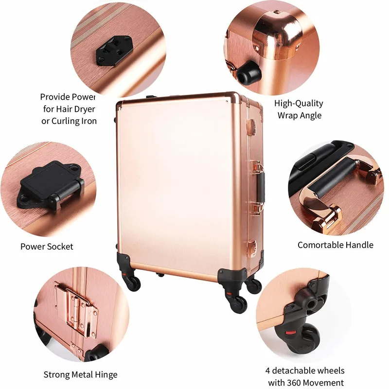 Professional Makeup Case with Mirror, Lights and Bluetooth 5422B