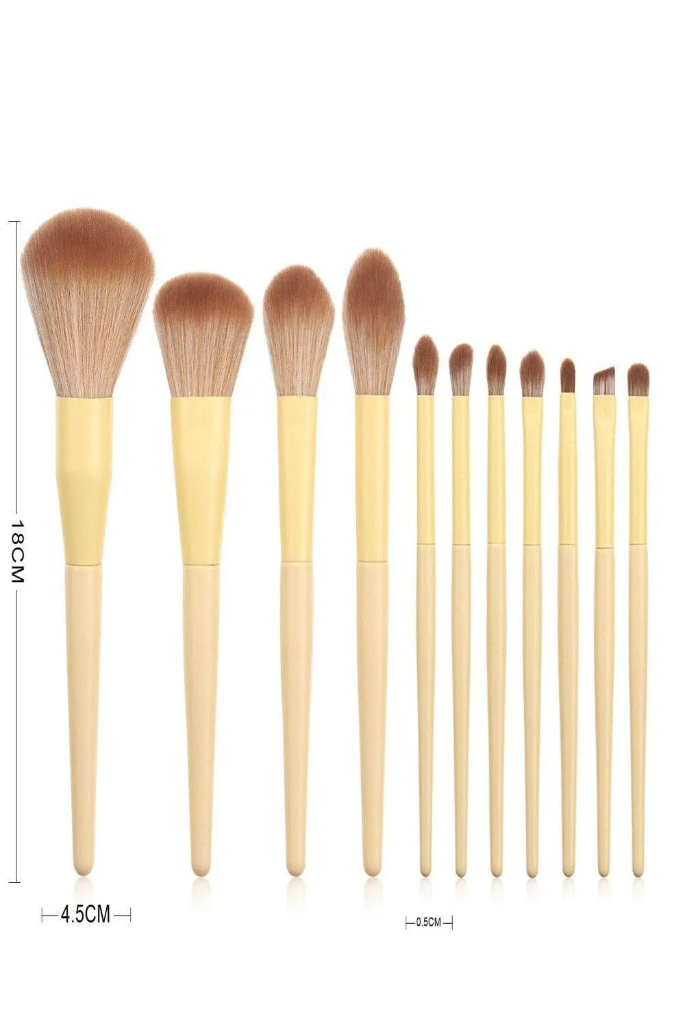 Professional Vegan Yellow & Rose Gold Makeup Brush Set - 11 Pcs