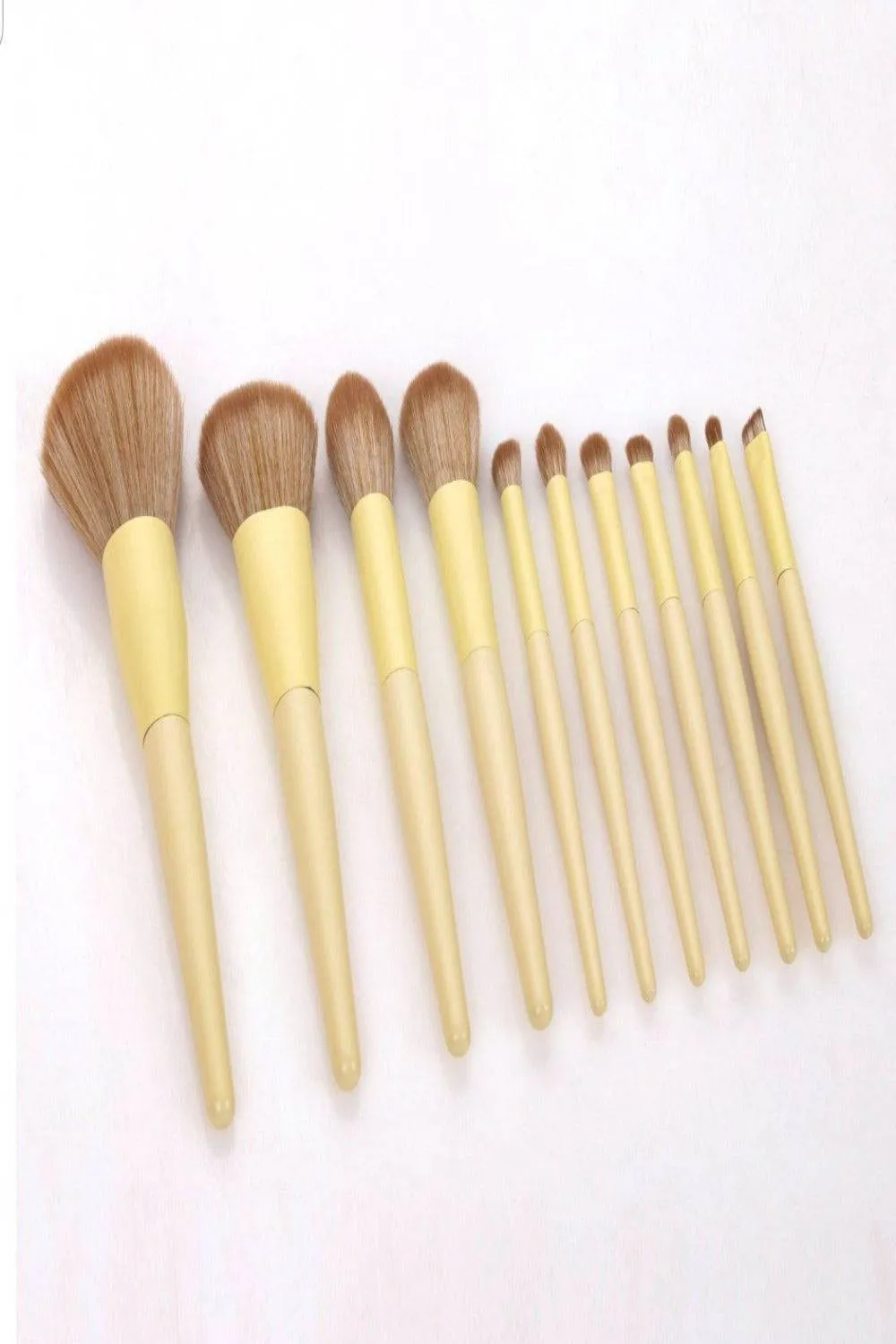 Professional Vegan Yellow & Rose Gold Makeup Brush Set - 11 Pcs