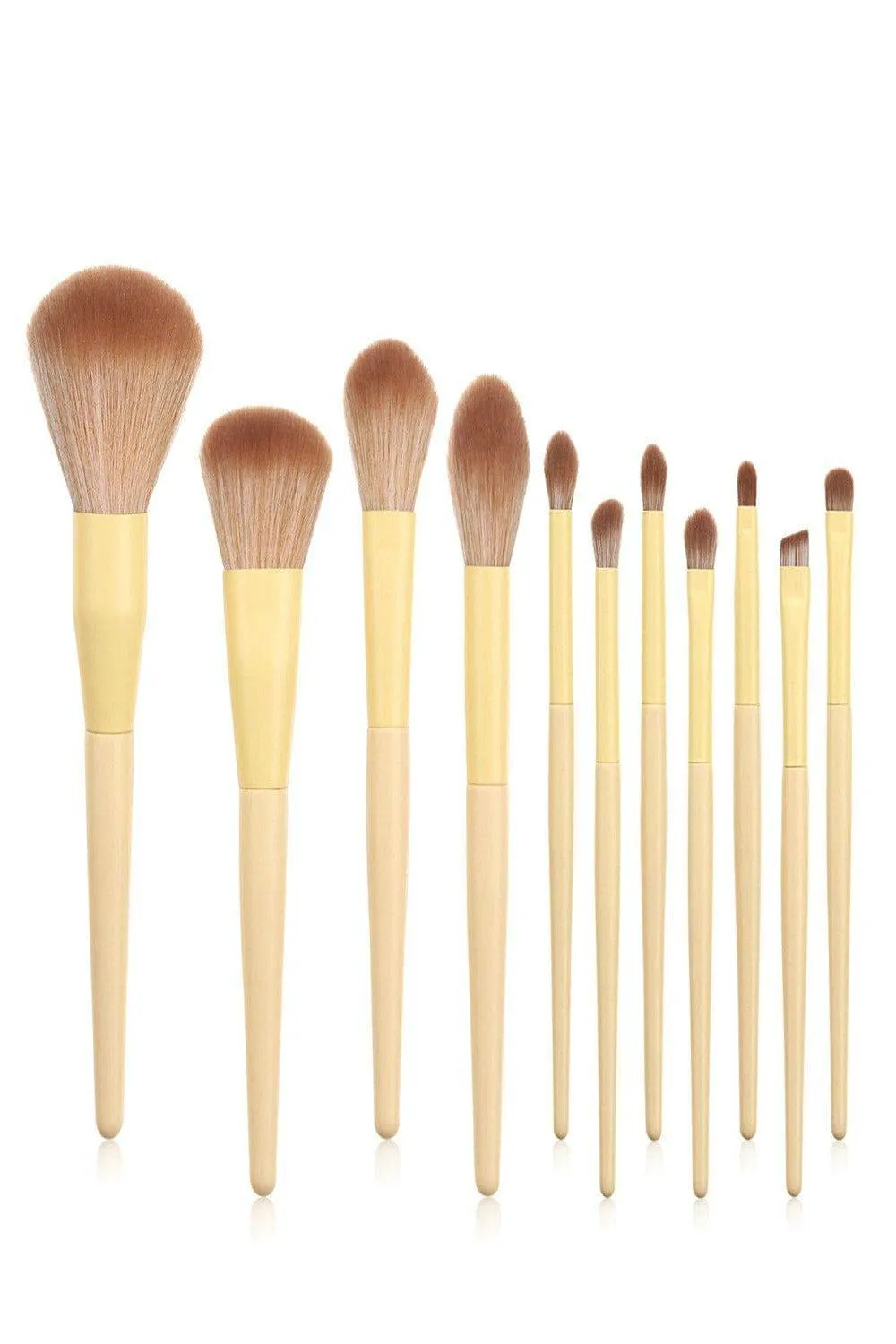 Professional Vegan Yellow & Rose Gold Makeup Brush Set - 11 Pcs