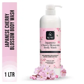 Rubz Japanese Cherry Blossom Body wash | Enriched With Glycerin & Long Lasting Fragrance | Soap-Free Body Wash For Women And Men | Paraben Free | SLS Free | 1 Litre