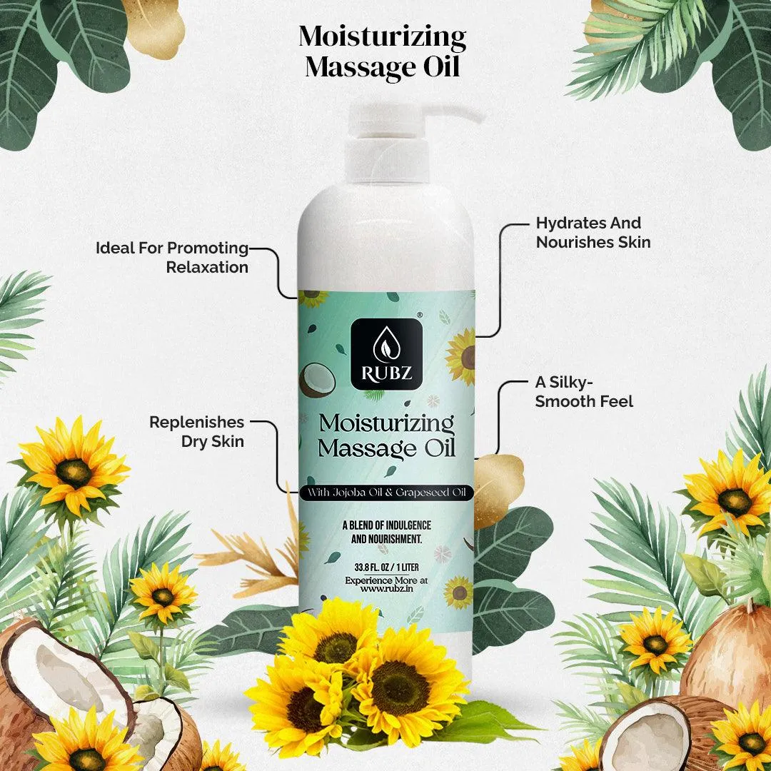 Rubz Premium Moisturizing Body Massage Oil | Relaxing, Soothing & Destressing Body Massage Oil for Women & Men | Best for Aromatherapy & Full Body Spa | 5 Litre