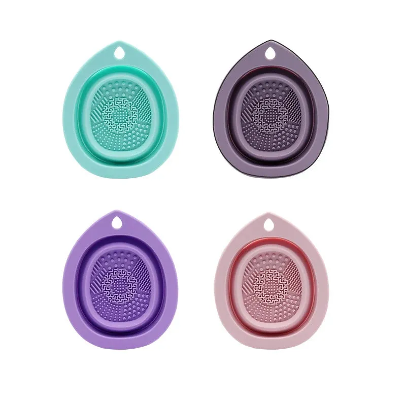 Silicone Makeup Brush Cleaner Folding Scrubber Bowl Tool