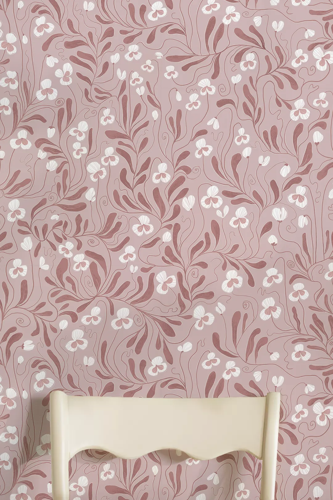 Sweet peas wallpaper - Blush pink