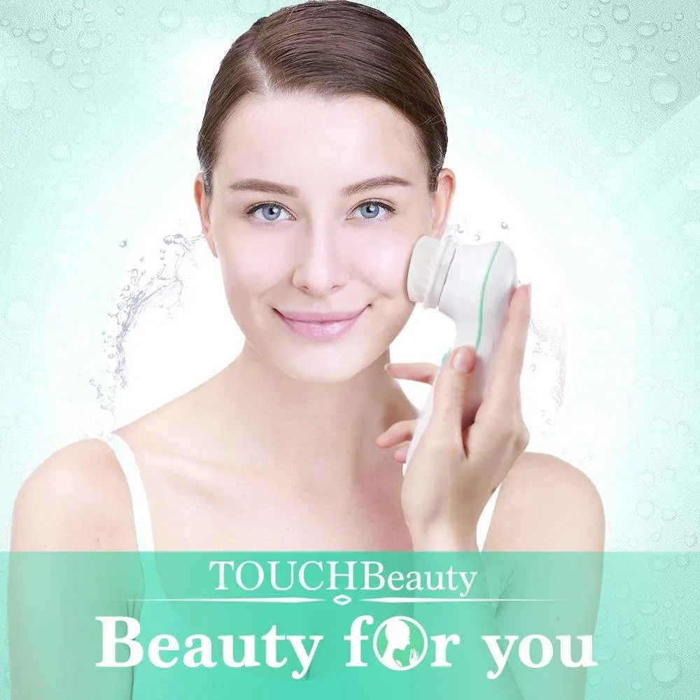 TouchBeauty 3-in-1 Facial Cleansing Brush Kit: 3 Replacement Brushes, 2 Speed Settings, and Storage Case (Model Tb-0759A)