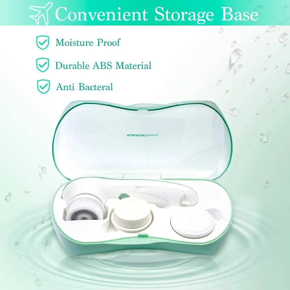 TouchBeauty 3-in-1 Facial Cleansing Brush Kit: 3 Replacement Brushes, 2 Speed Settings, and Storage Case (Model Tb-0759A)