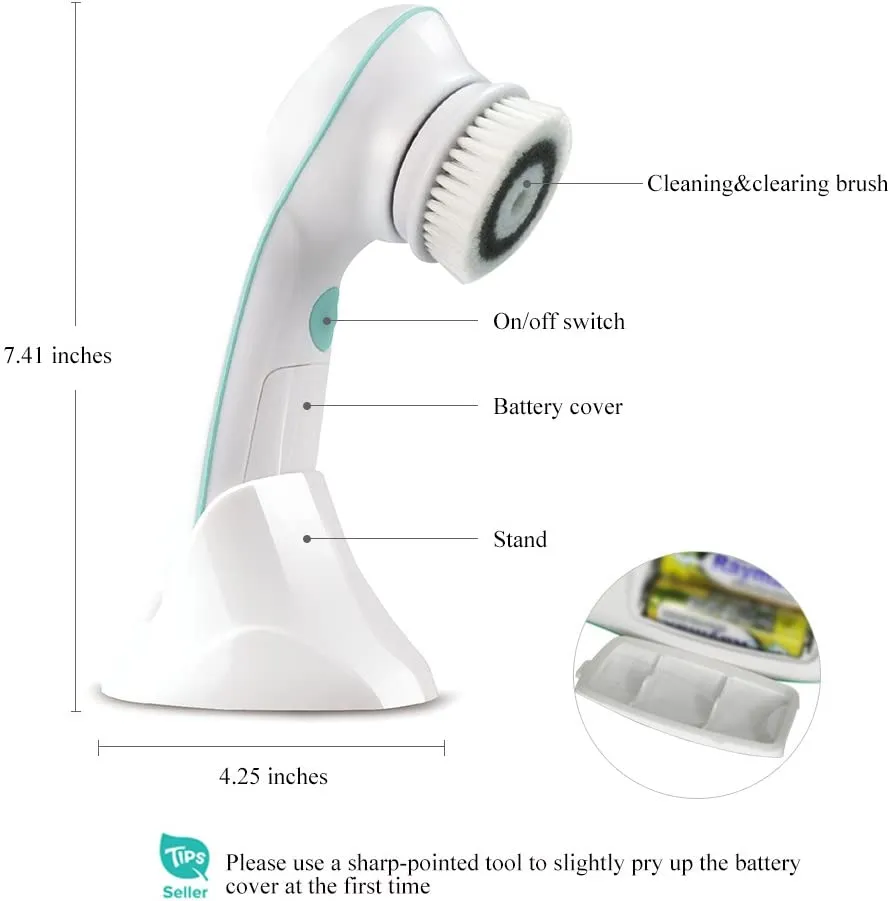 TOUCHBeauty TB-0759D Facial Cleansing Brush 2 Speed Settings with Stand, Waterproof Spin Face Brush with 2 Modes, Portable Facial Massager for Face Cleaning Exfoliating